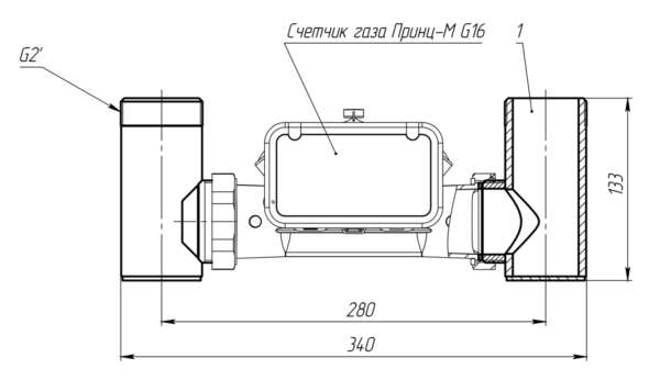Монтажный комплект компактный для замены счетчика ВК G16 (L280 2д)