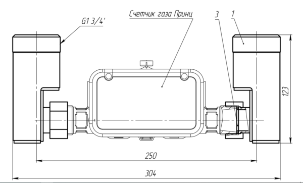 Монтажный комплект компактный для замены счетчика ВК G10, G10t (L250 1 3_4д)